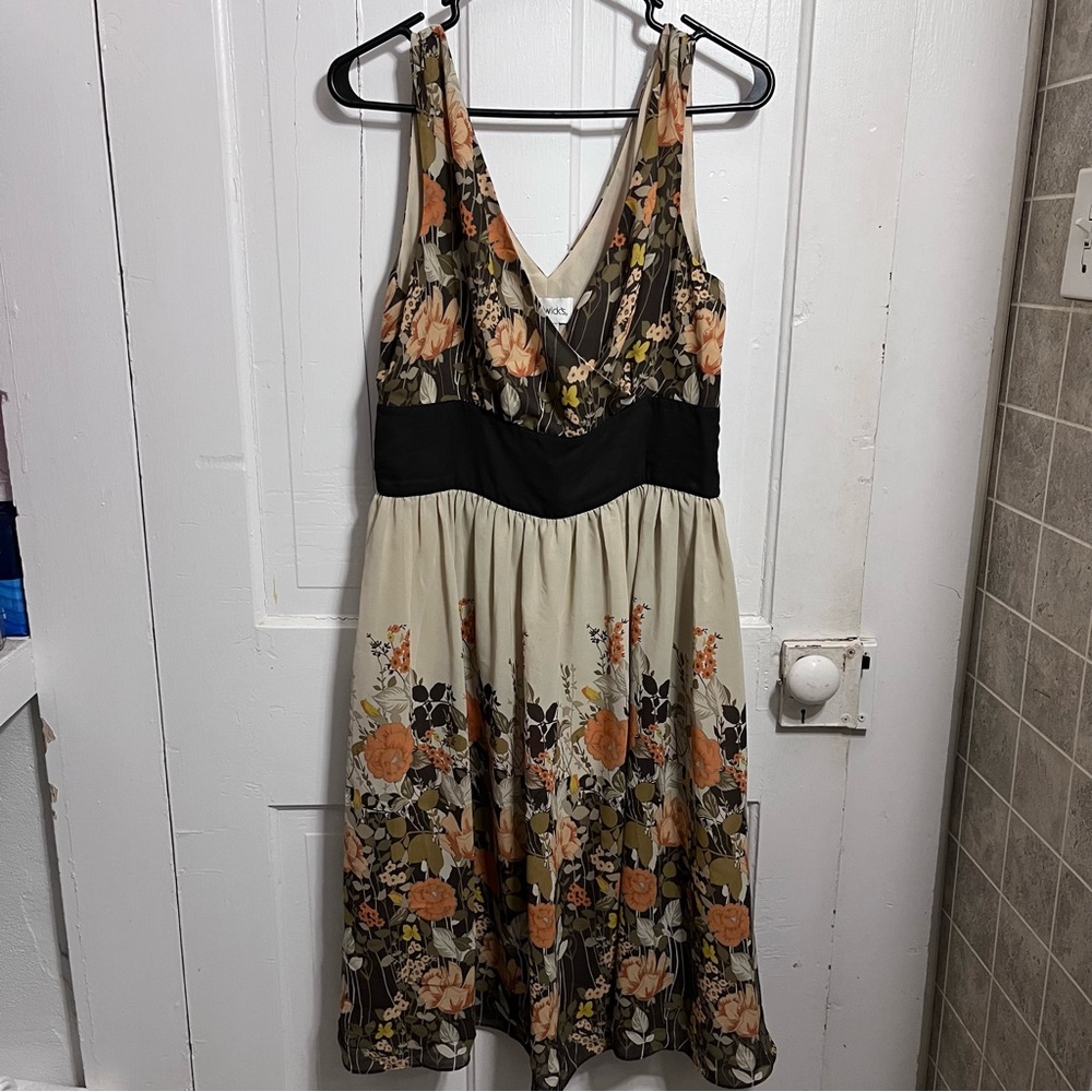 Chadwicks Floral Midi Dress - Brown and Orange